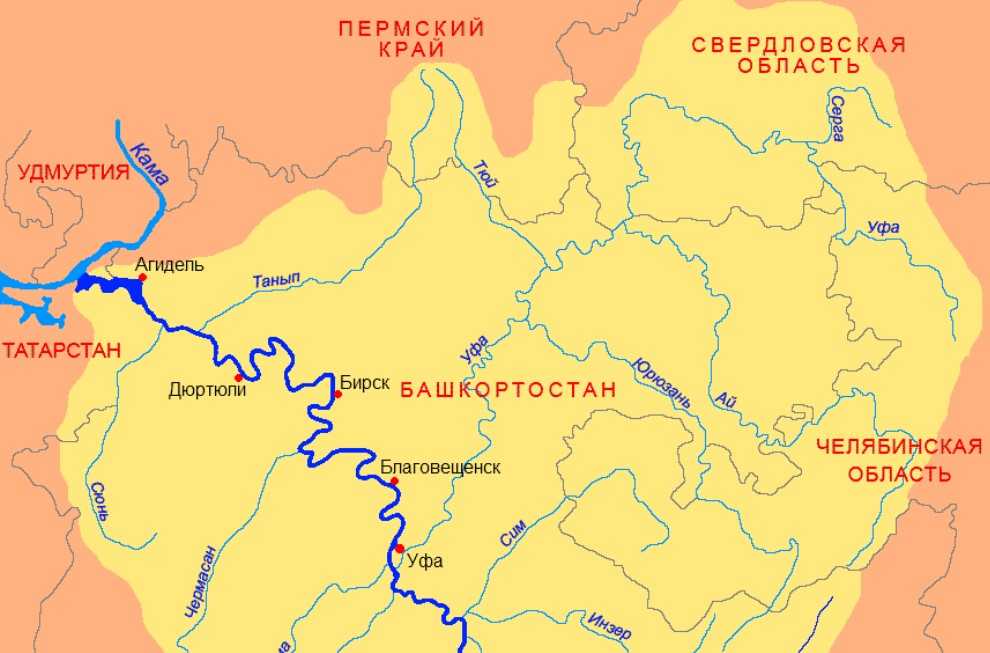 Где и куда впадает. Река ай Башкирия на карте. Бассейн реки Урал на карте. Бассейн реки Урал Башкортостан. Река Уфа с притоками на карте.