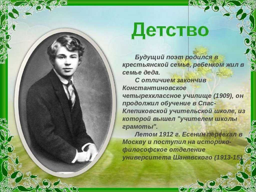 Какие известные люди живут в татарстане. Поэты 20 века Есенин.