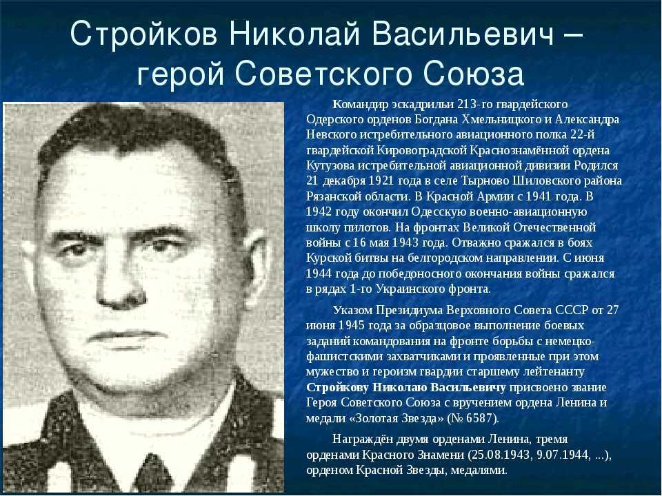 Назовите фамилию николая васильевича при рождении. Рязанцы герои советского Союза.