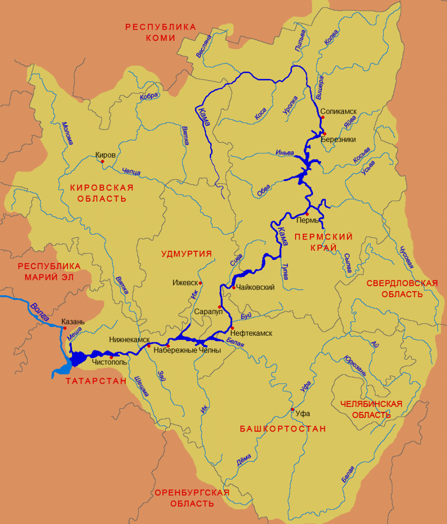 Русло реки урал на карте